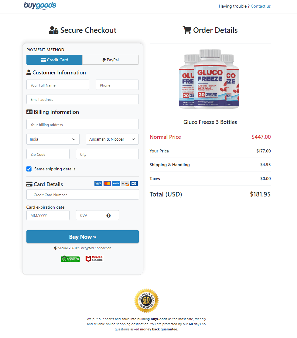 GlucoFreeze Secure Order Form